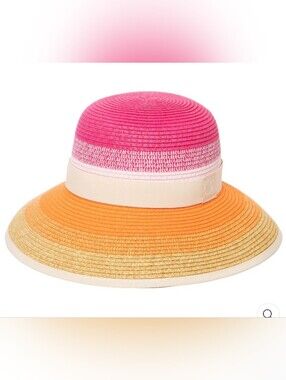 OP La Palpoma Pink and Orange Straw Sun Blocking Hat USPF 50+ Rating